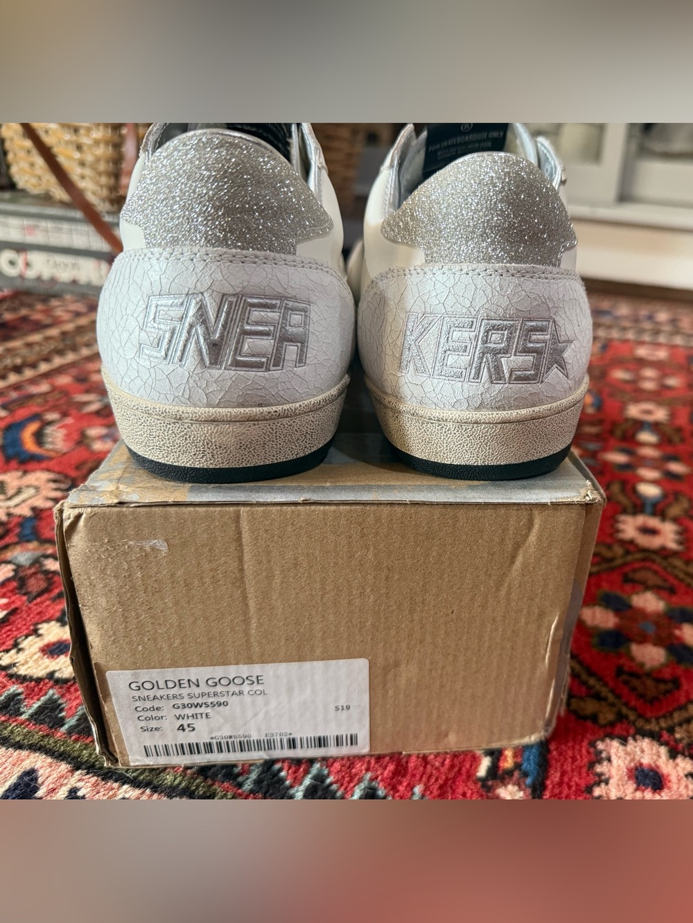 Men's Cream Casual Sneakers with Glitter Star Accent - Picture 4 of 4